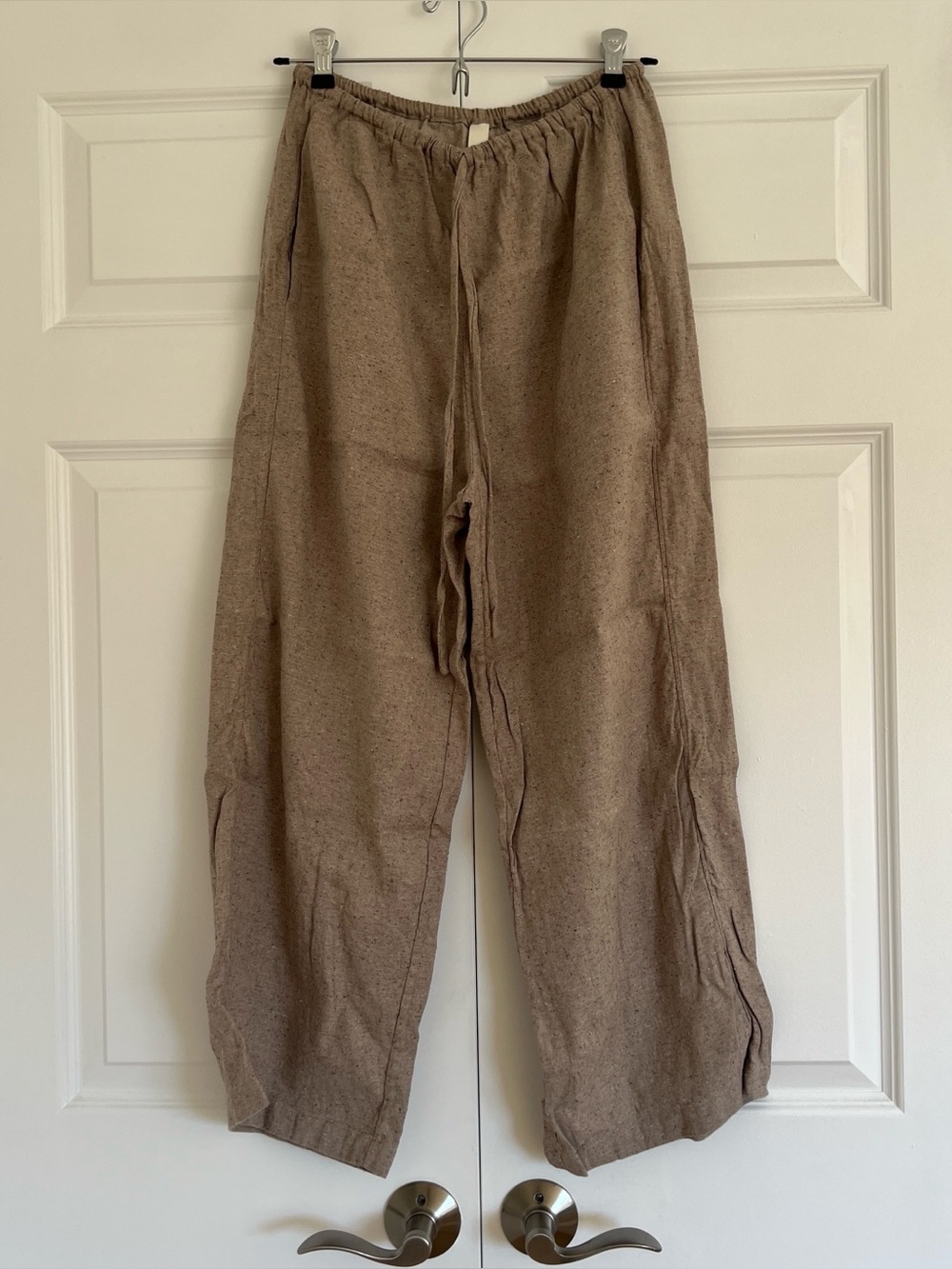 Lauren Manoogian Neutral Taupe Wide-Leg Linen Pants